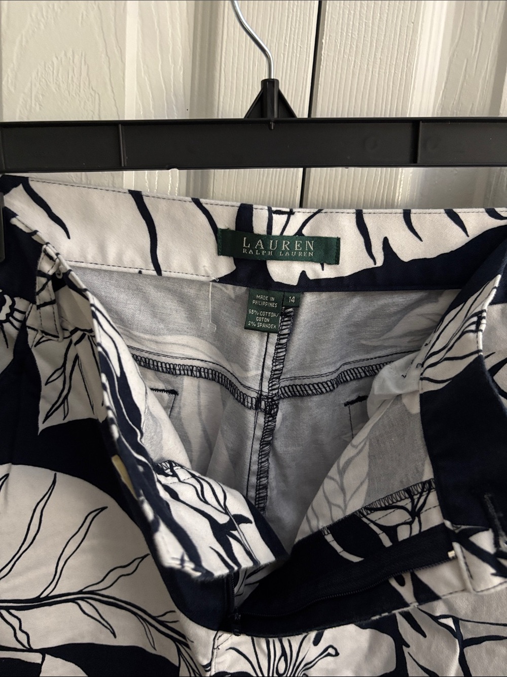 Lauren Ralph Lauren Navy and White Floral Pencil Skirt